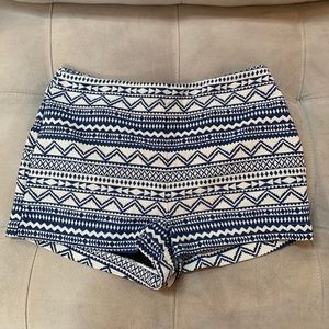 Forever 21 navy and white zip up shorts